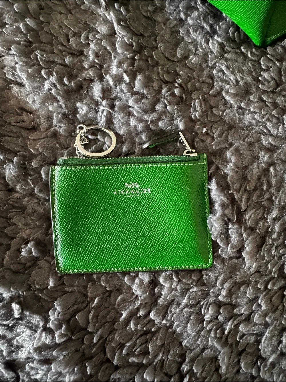 Coach Green Leather Tote with Matching Card Case